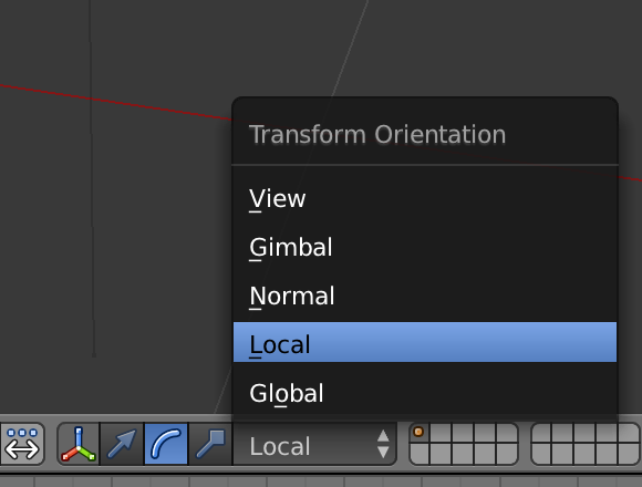 下の矢印が「移動ツール」、円弧が「回転ツール」です。その右の「Global」と「Local」を切り替えることで、カメラの位置や向きを調整しやすくなります。